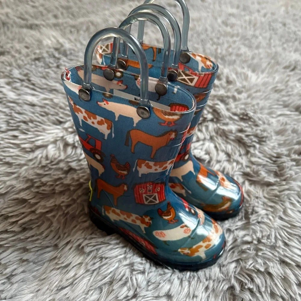 Western Chief Farm Animal Rain Boots Toddler 5c Unisex Spring Summer - Picture 1 of 5